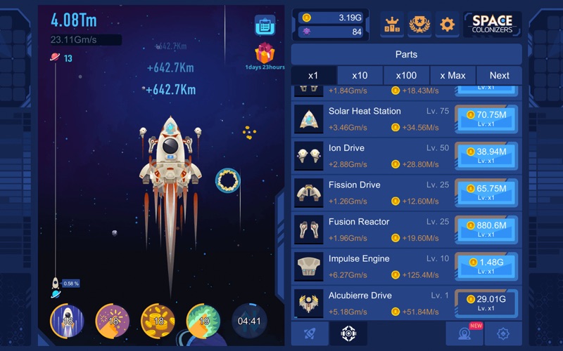 Screenshot #2 for Space Colonizers Idle Clicker