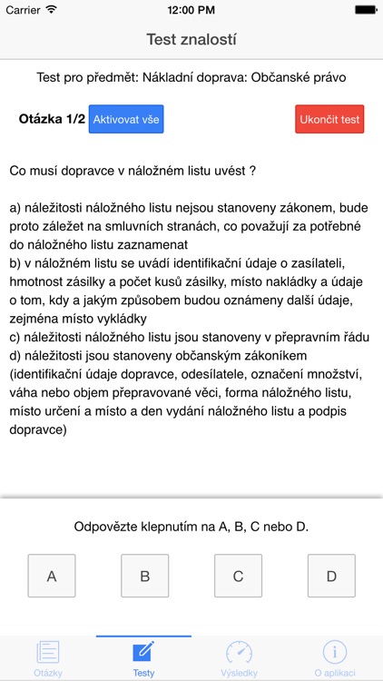 Testy pro zkoušky odborné způsobilosti dopravců