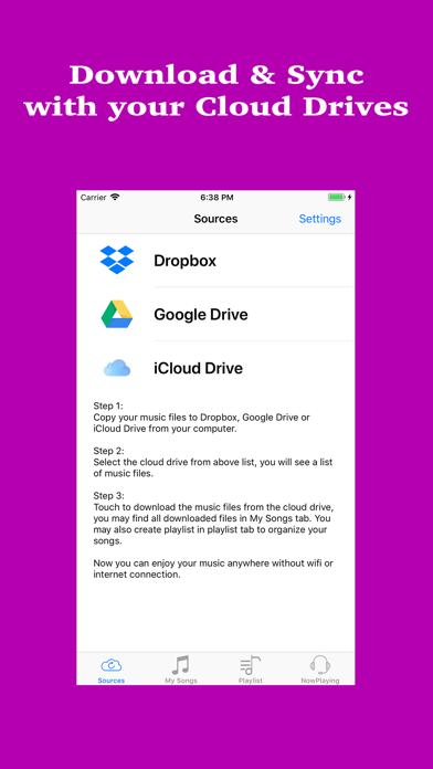 Screenshot #1 pour Music Drive:Cloud music player