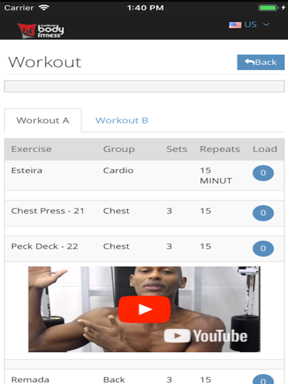 Academia Body Fitness iPad screenshot