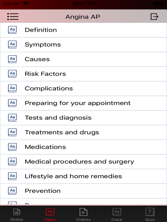 Angina offline iPad screenshot