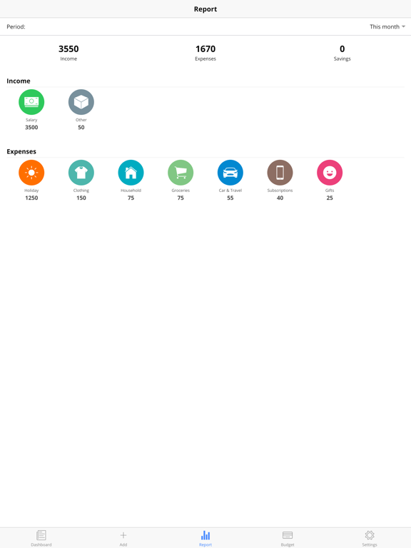 The Expense Manager iPad screenshot