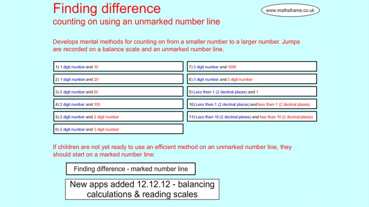 Difference unmarked numberline