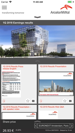 ArcelorMittal IR app(圖1)-速報App