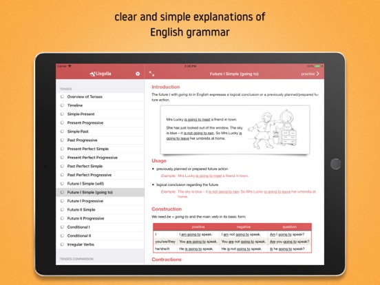 Lingolia English Grammar iPad app afbeelding 2