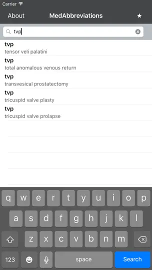 Скриншот MedAbbreviations на iPhone 4