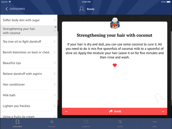 Grandma's Tips iPad screenshot 4 - Food & Drink app