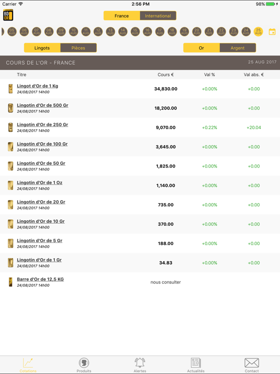 Screenshot #4 pour Cours Or et Argent - Pièces et Lingots – BDOR