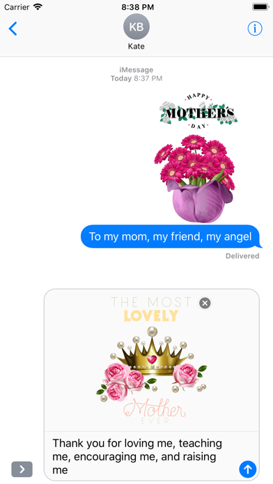 Happy Mother's Day Pack iPhone screenshot 5 - Stickers app