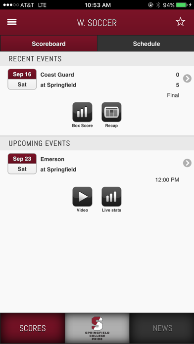 Springfield Front Row iPhone screenshot 4 - Sports app