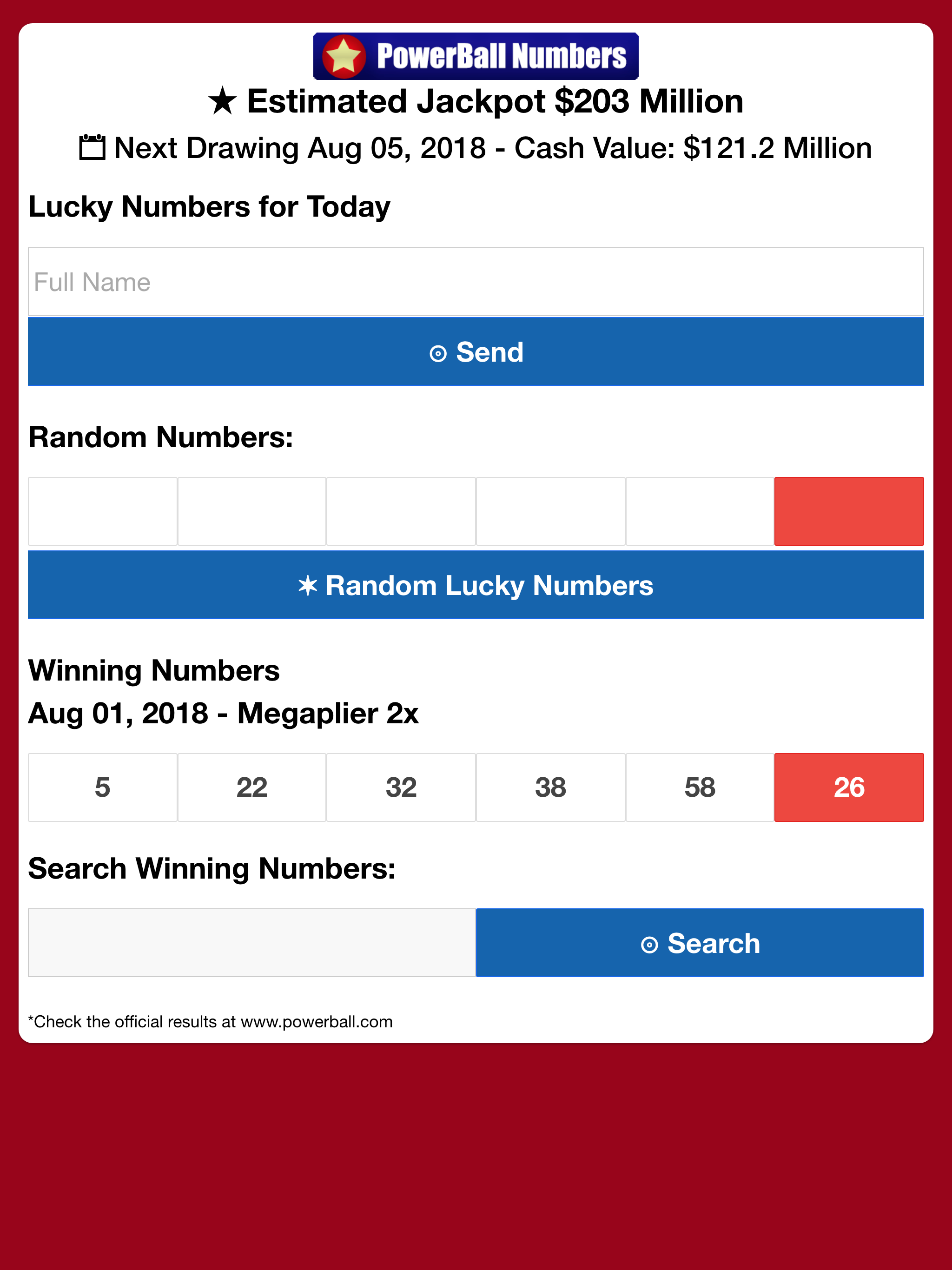Powerball Lucky Numbers