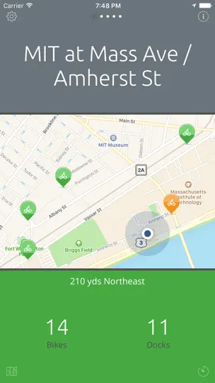 Скриншот Boston Bikes — A One-Tap Hubway App на iPhone 3