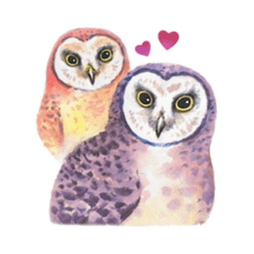 Watercolor Talking Owls Sticker icon