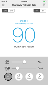 GFR Calculator (MDRD & CKD) screenshot