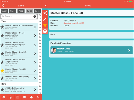 ISAPS Events iPad screenshot