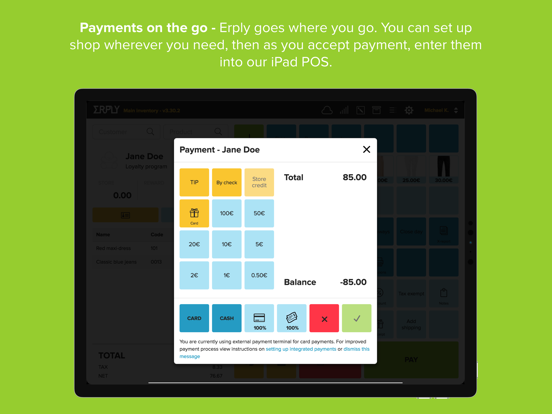 Point of Sale (POS) iPad screenshot