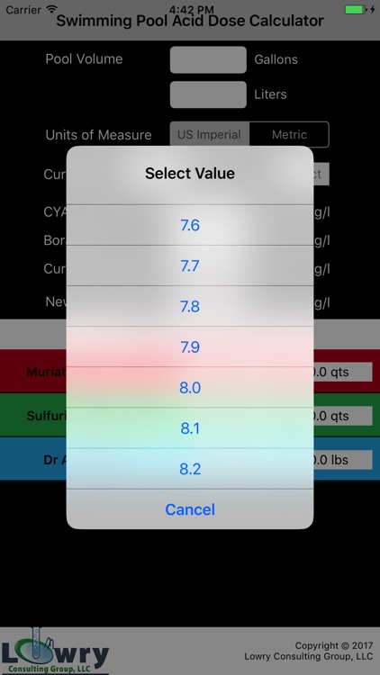 Pool Acid Dose Calc