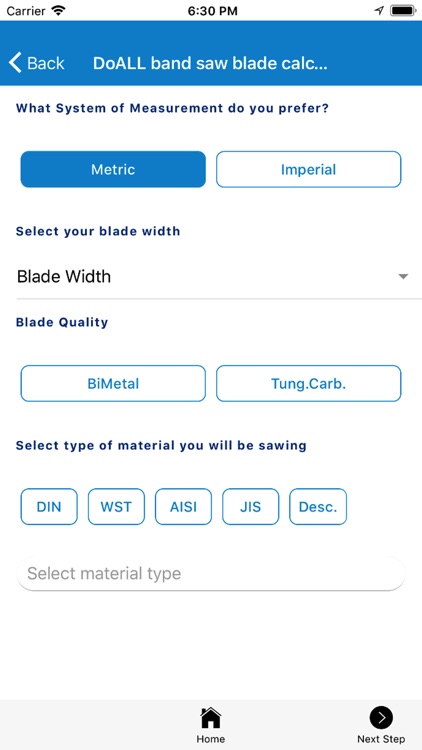 DoALL band saw calculator