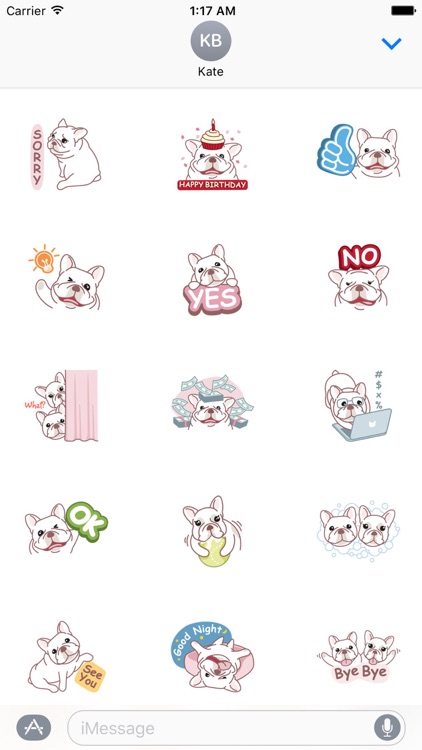 Cute French Bulldog - Frenchiemoji Sticker