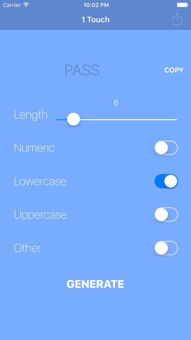 1 Touch - Password Generator app screenshot