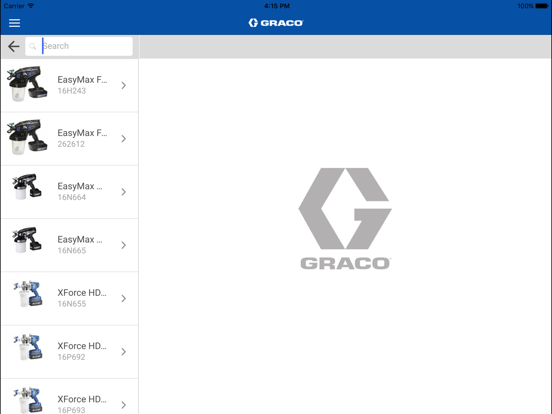 Graco CED EMEA iPad screenshot 4 - Reference app