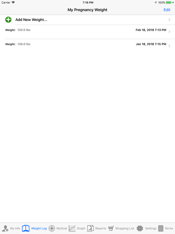 Screenshot #1 for Pregnancy Weight Tracker Lite