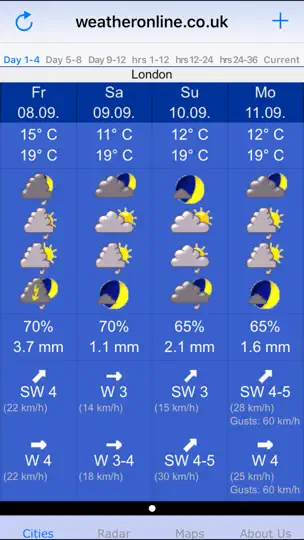 WeatherOnline iPhone-skjermbilde 1