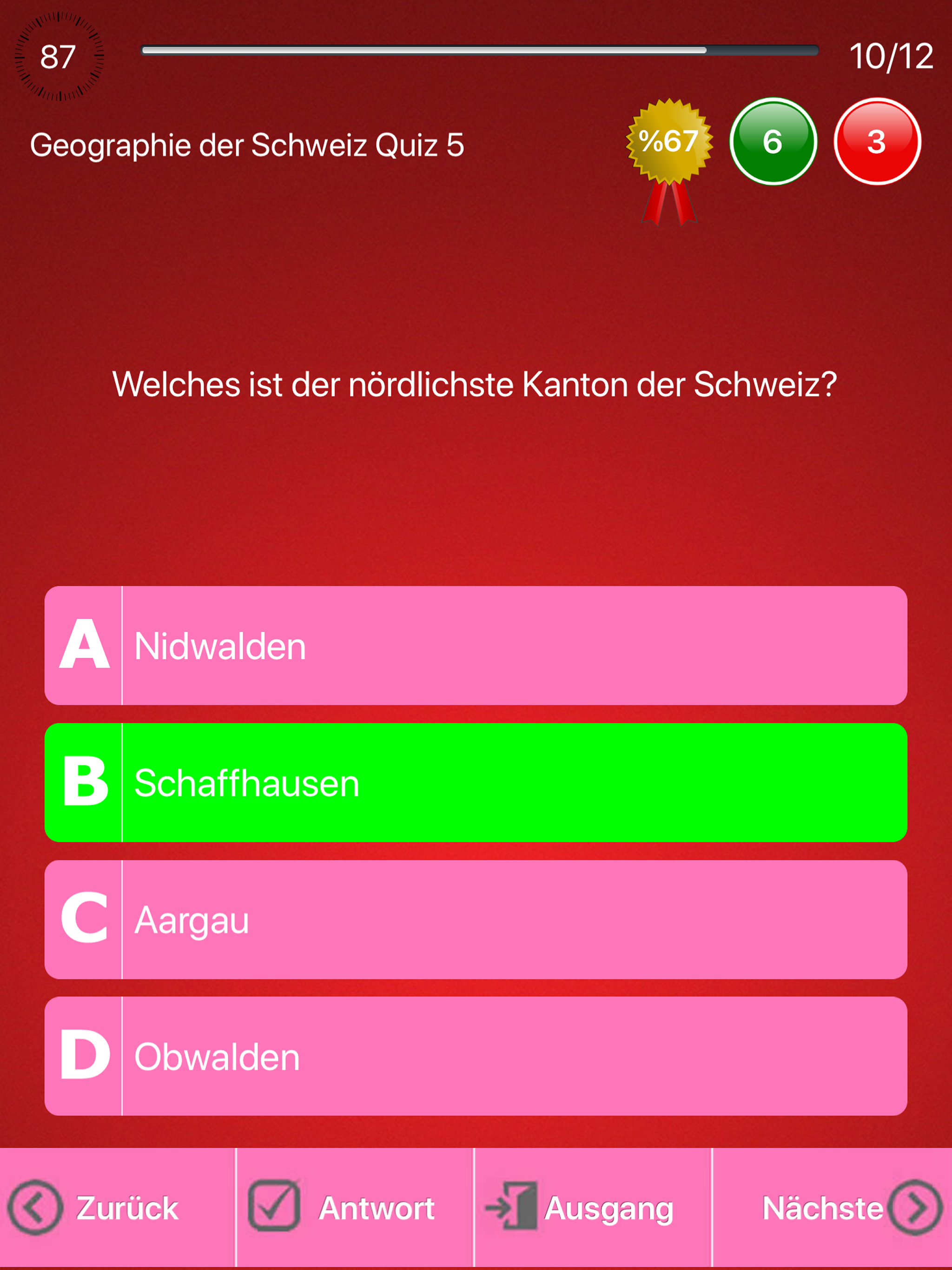 Schweizer Geographie Quiz screenshot 12