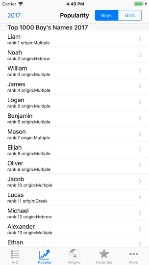 Baby Names Generator Pro+ iPhone Ekran Görüntüsü 1