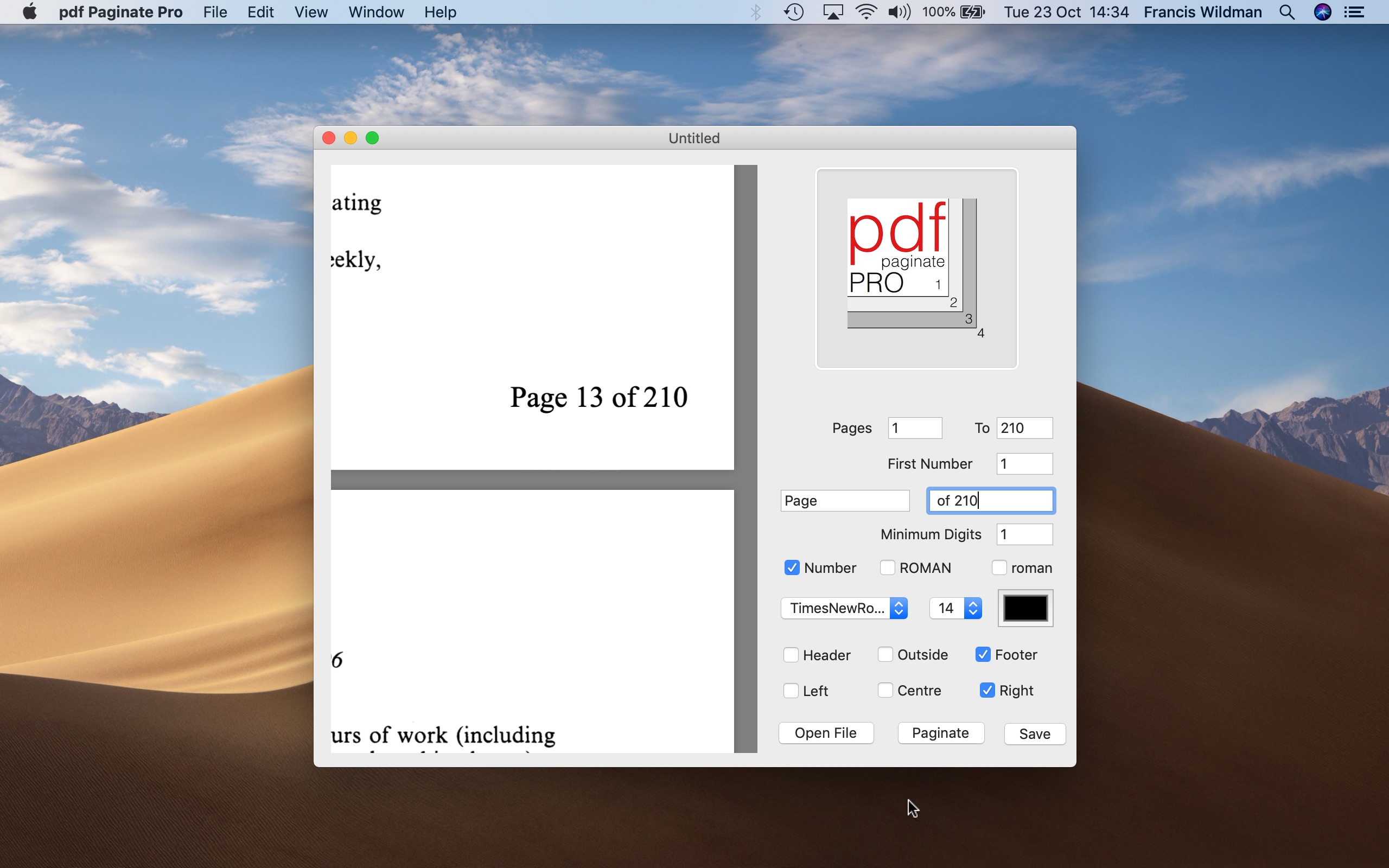 Screenshot do app pdf Paginate Pro