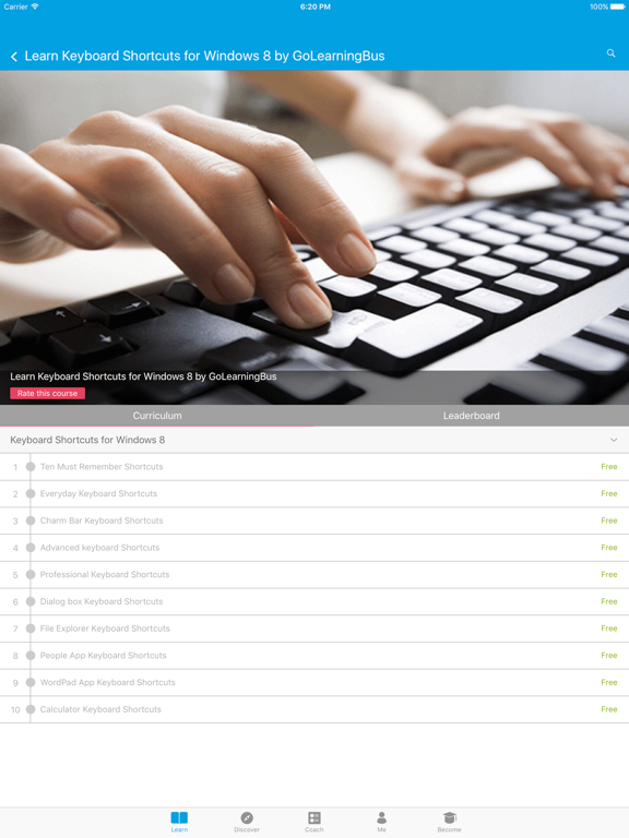 Keyboard Shortcut for Windows8 iPad screenshot 2 - Education app
