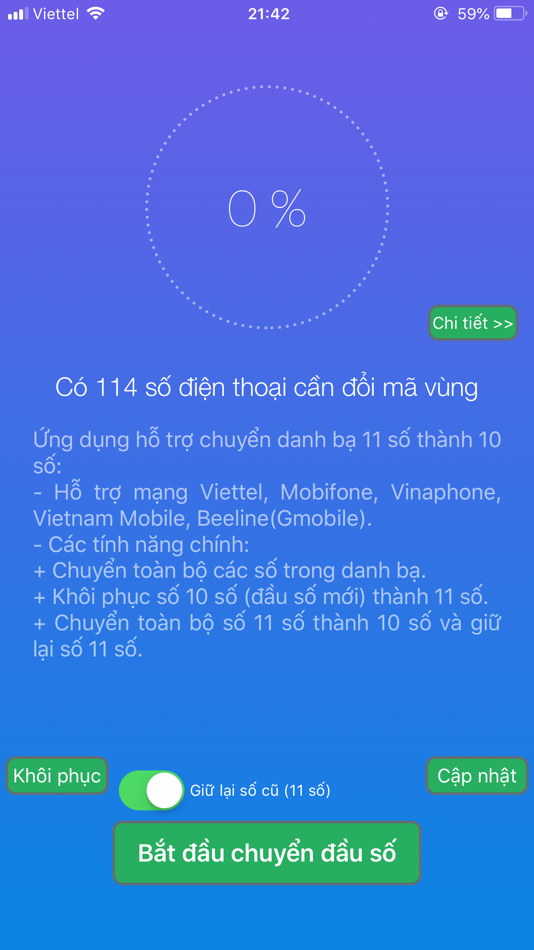 #1. Đổi Đầu Số - 11 Số - Danh bạ (iOS) 由: Thao Truong