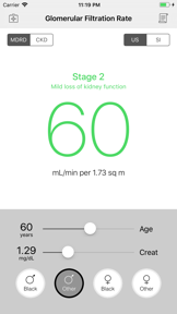 GFR Calculator (MDRD & CKD) screenshot