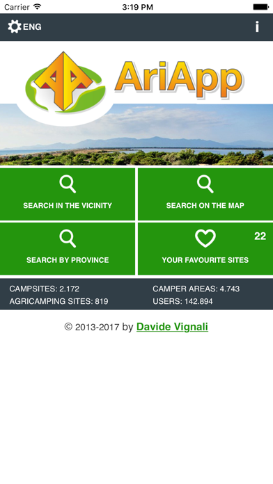 AriApp - Campsites and Camper Areas in Italy app screenshot