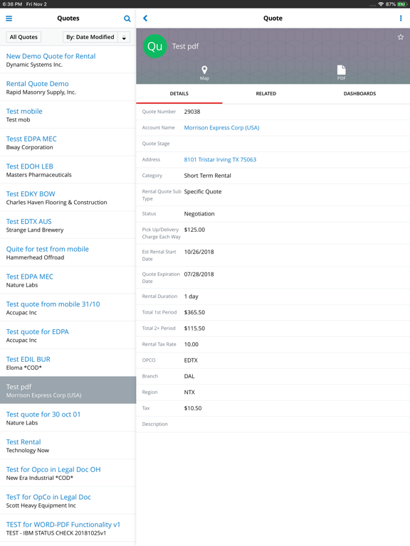 EQD CRM iPad screenshot 7 - Business app