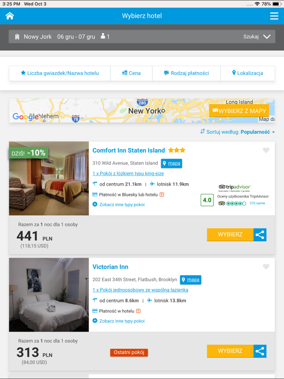 Blue Sky - przeloty i hotele iPad screenshot 4 - Travel app