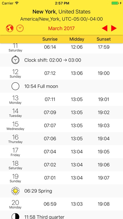 Sunrise/Sunset times