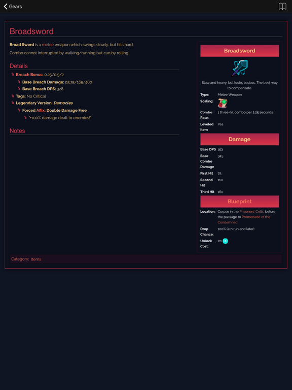 Wiki for Dead Cells iPad screenshot 5 - Reference app