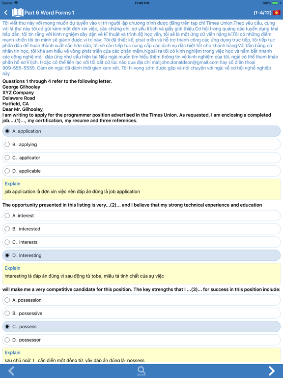 Prep for the Toeic test iPad screenshot 5 - Education app