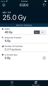 EQD2 Calculator screenshot
