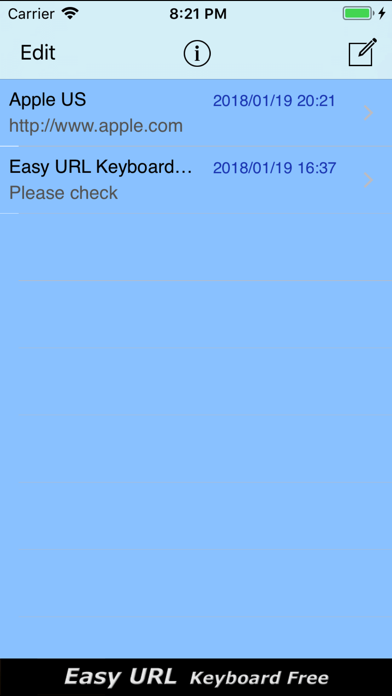Easy URL Keyboard のスクリーンショット