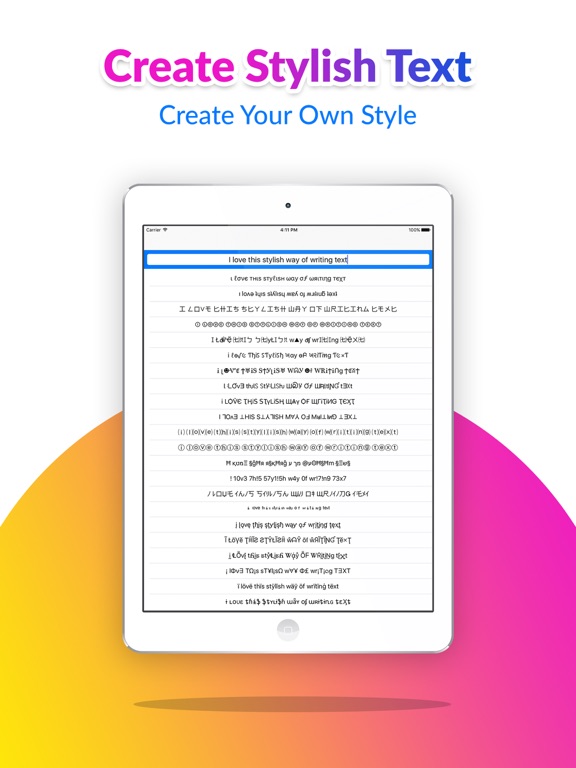 Decorative Stylish Text iPad screenshot 5 - Entertainment app
