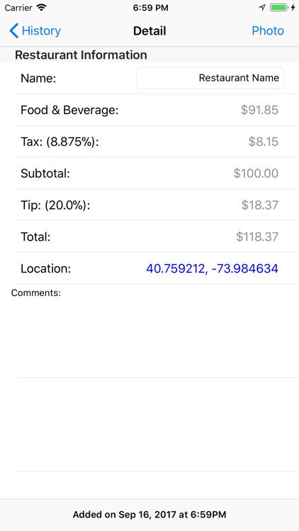 Dining Tip Calculator