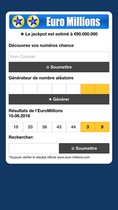 Screenshot #1 pour EuroMillions Numerology