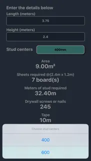 plaster & stud wall calculator iphone screenshot 2