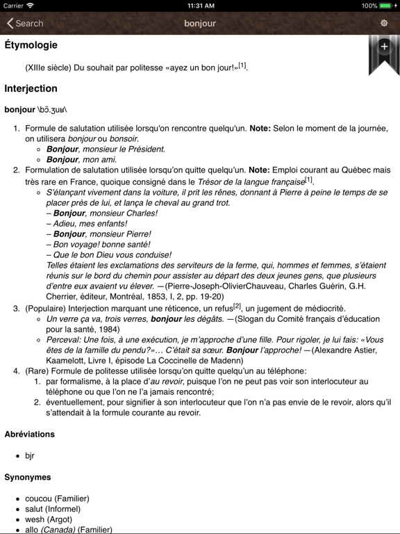 Grand Tour French Dictionary iPad screenshot 3 - Reference app
