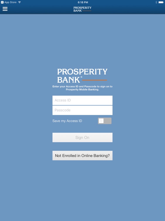 Prosperity Bank iPad Version