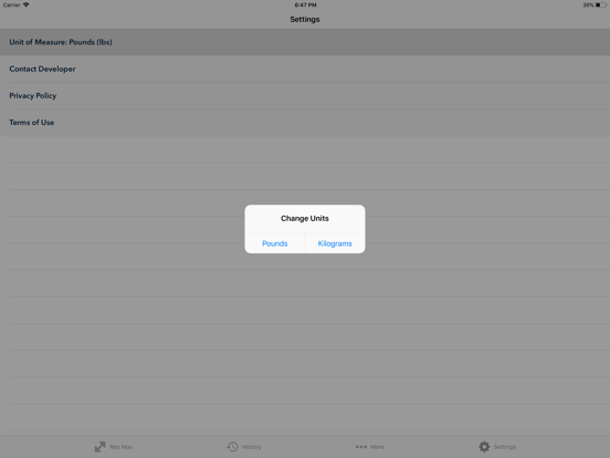 One Rep Max - 1RM Calculator iPad screenshot 4 - Health & Fitness app