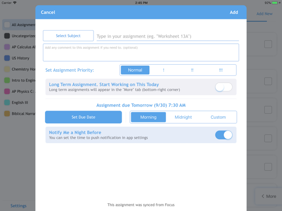 Assignist iPad screenshot 3 - Productivity app
