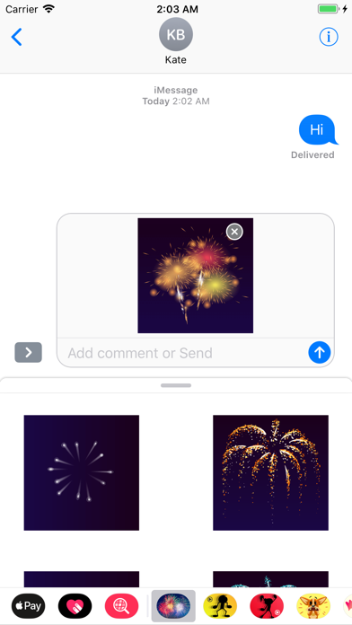 Animated Fireworks GIF SMS App screenshot 2